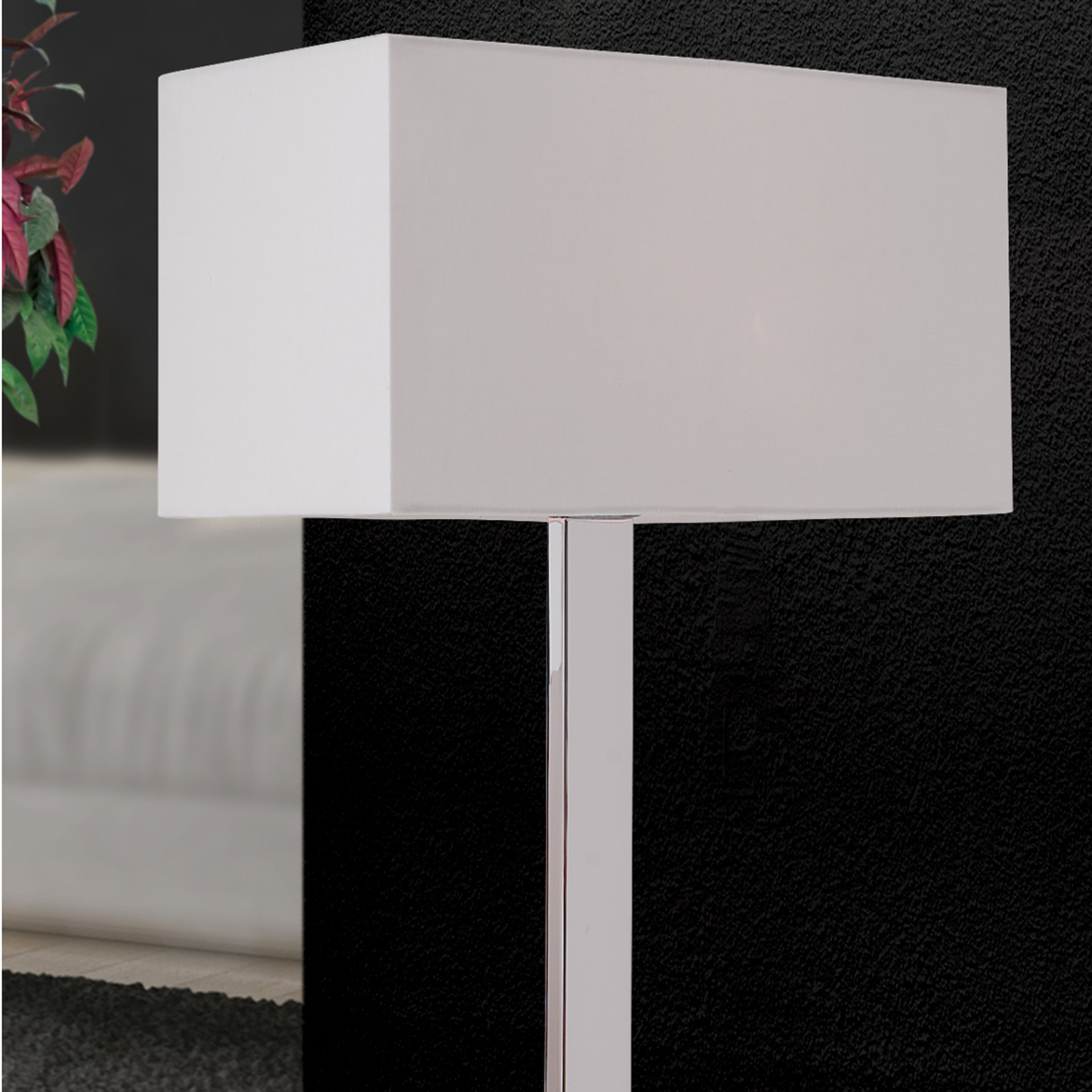 Lámpara de mesa Grigor con pantalla de lino blanco