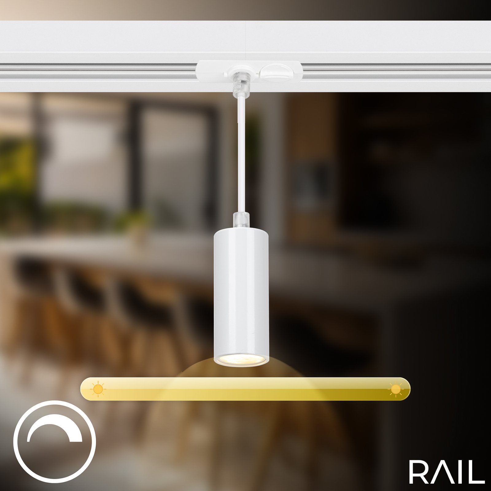 Sistema de riel LED HV Rail, colgante, blanco, 4 luces, longitud 1,5 m