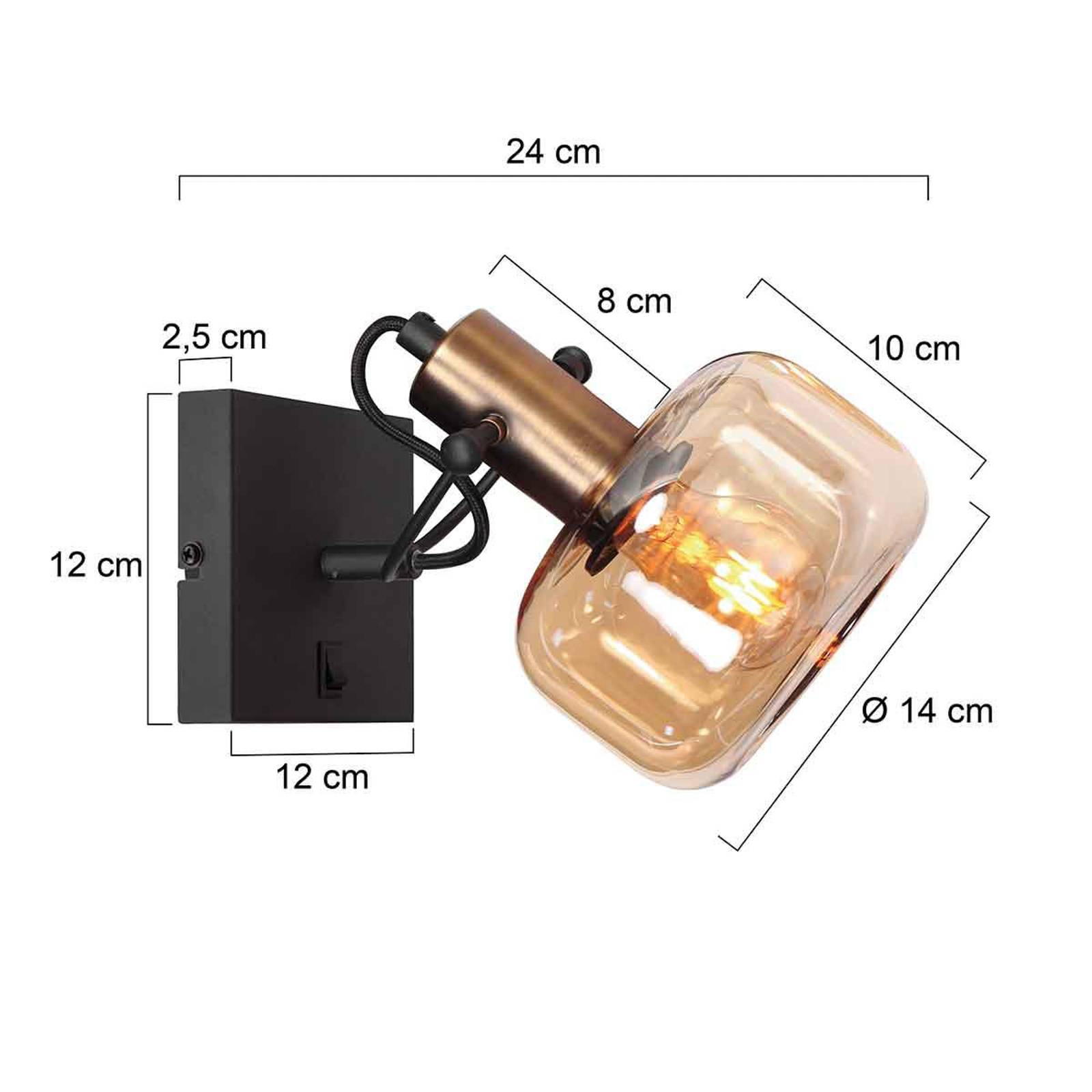 Steinhauer Applique murale Glaslic ambre 1 lampe verre métal