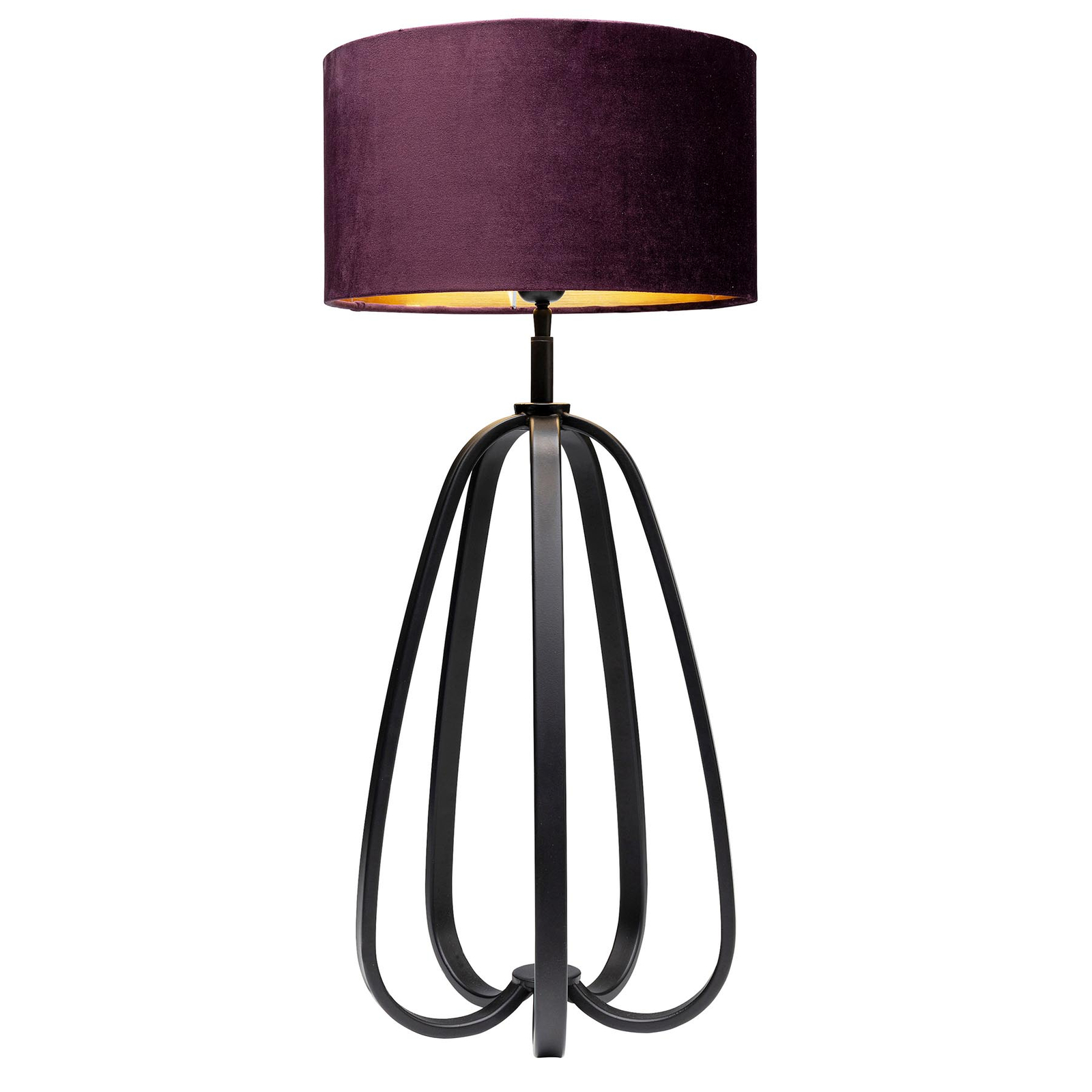 Kare KARE Loop table lamp, fabric lampshade, violet, for Living / Dining Room, powder-coated steel, cotton, hard PVC, E27, 40 W, energy efficiency: A++, H: 64 cm