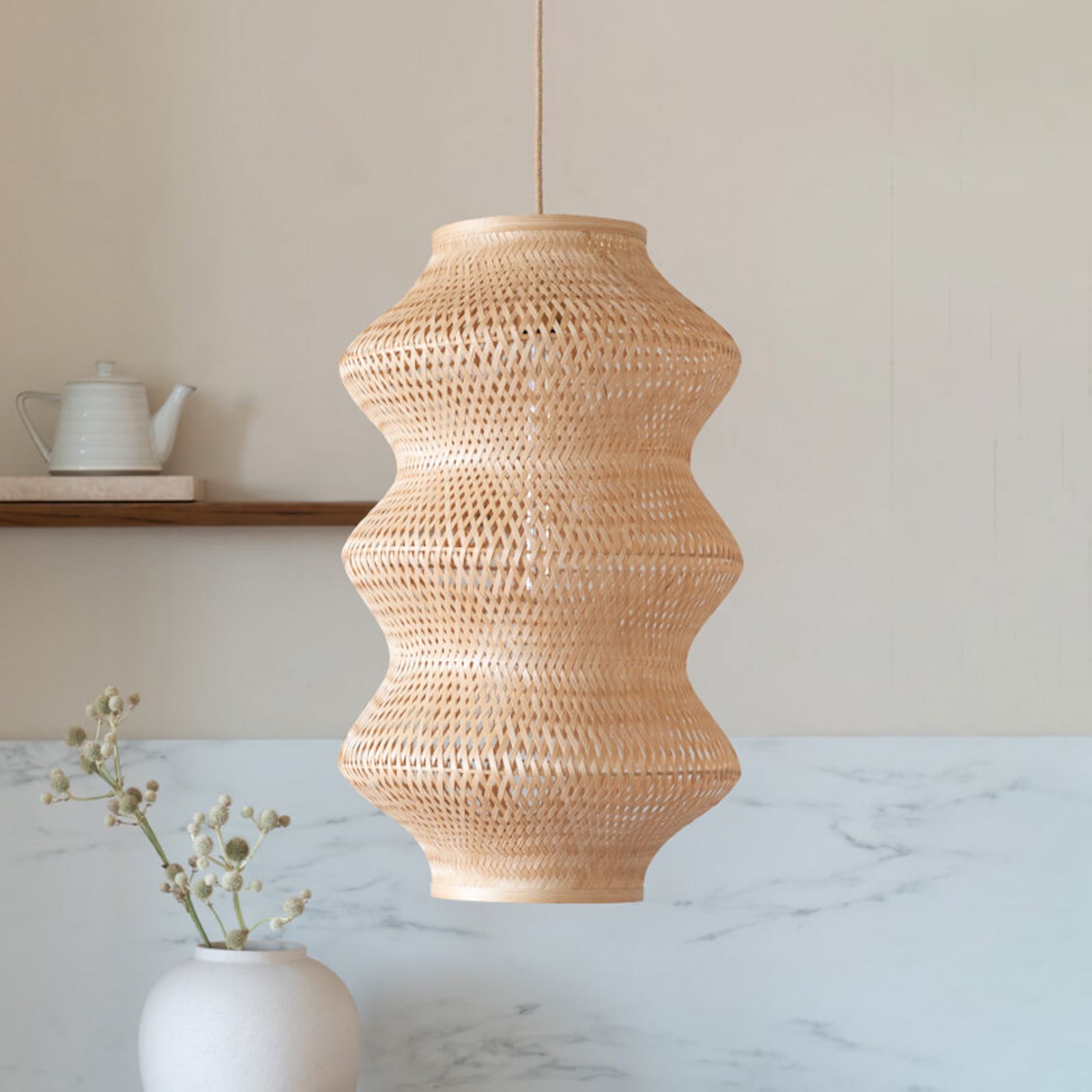 GOOD & MOJO Suspension Barbados, naturel, Ø 40 cm, bambou, E27