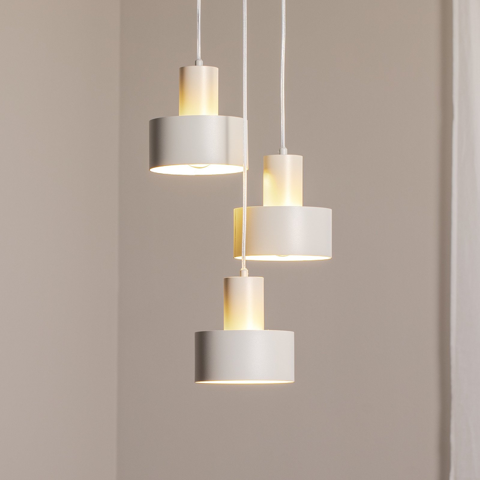 SIGMA Lampă suspendată Rif 3 gri rotundă 3 becuri Ø 33 cm oțel - Camera de zi / sufragerie - Modern - taupe - Metal