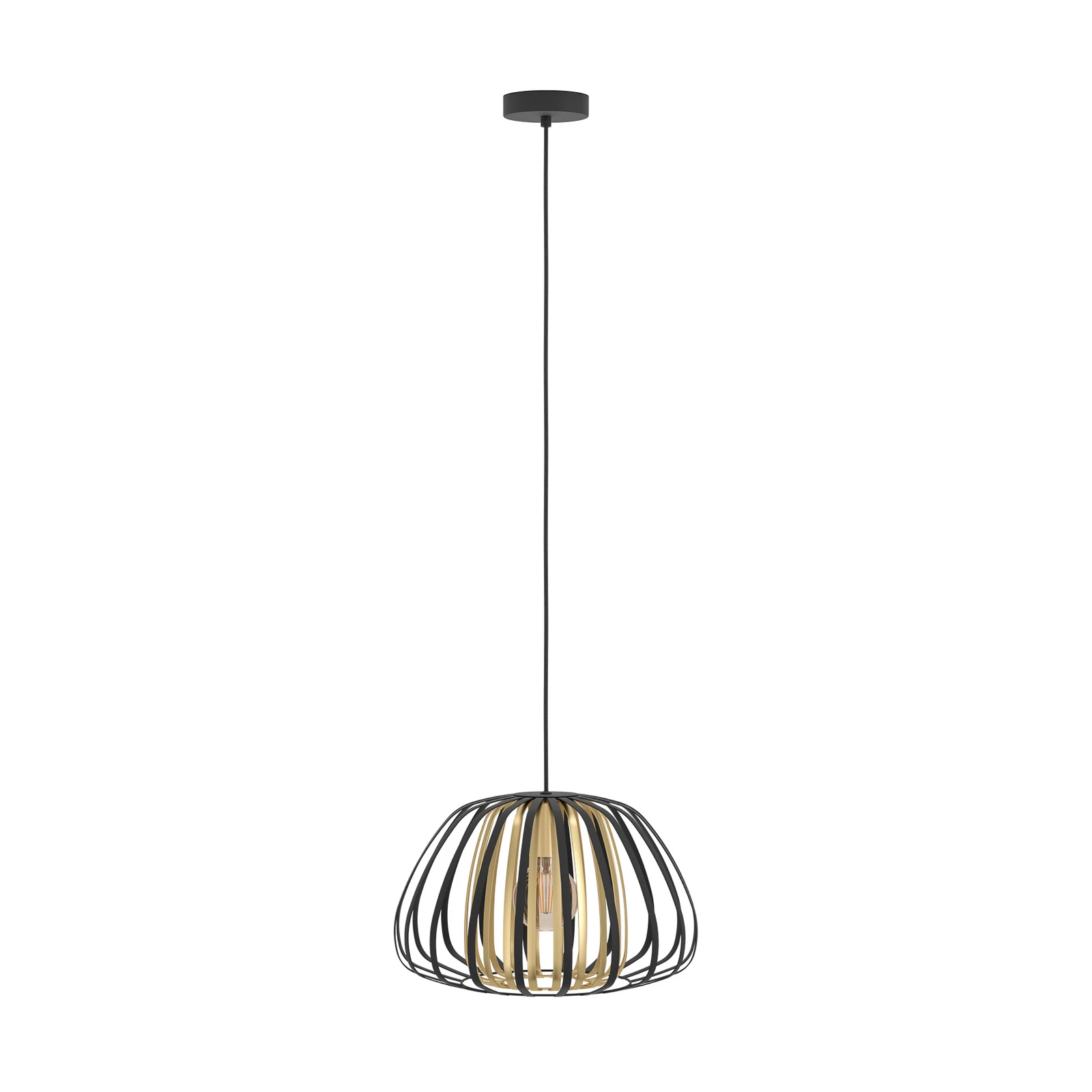 Suspension Encinitos, noir/laiton, Ø 37,5 cm