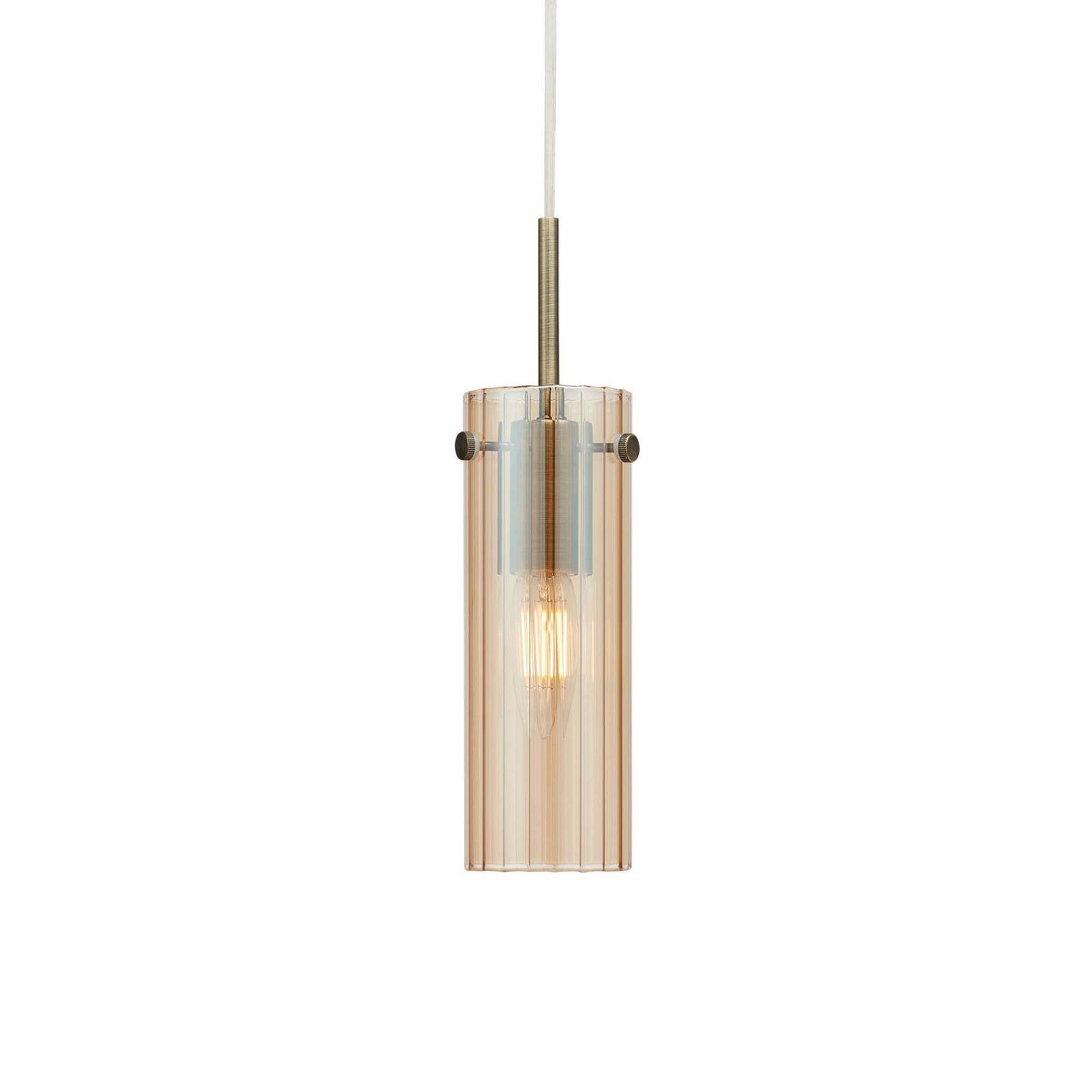 Hängeleuchte Tibia, Stecker, amber/messingfarben Ø 7 cm