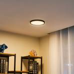 Lindby Smart LED φωτιστικό οροφής Pravin, Ø 23 cm, CCT, μαύρο