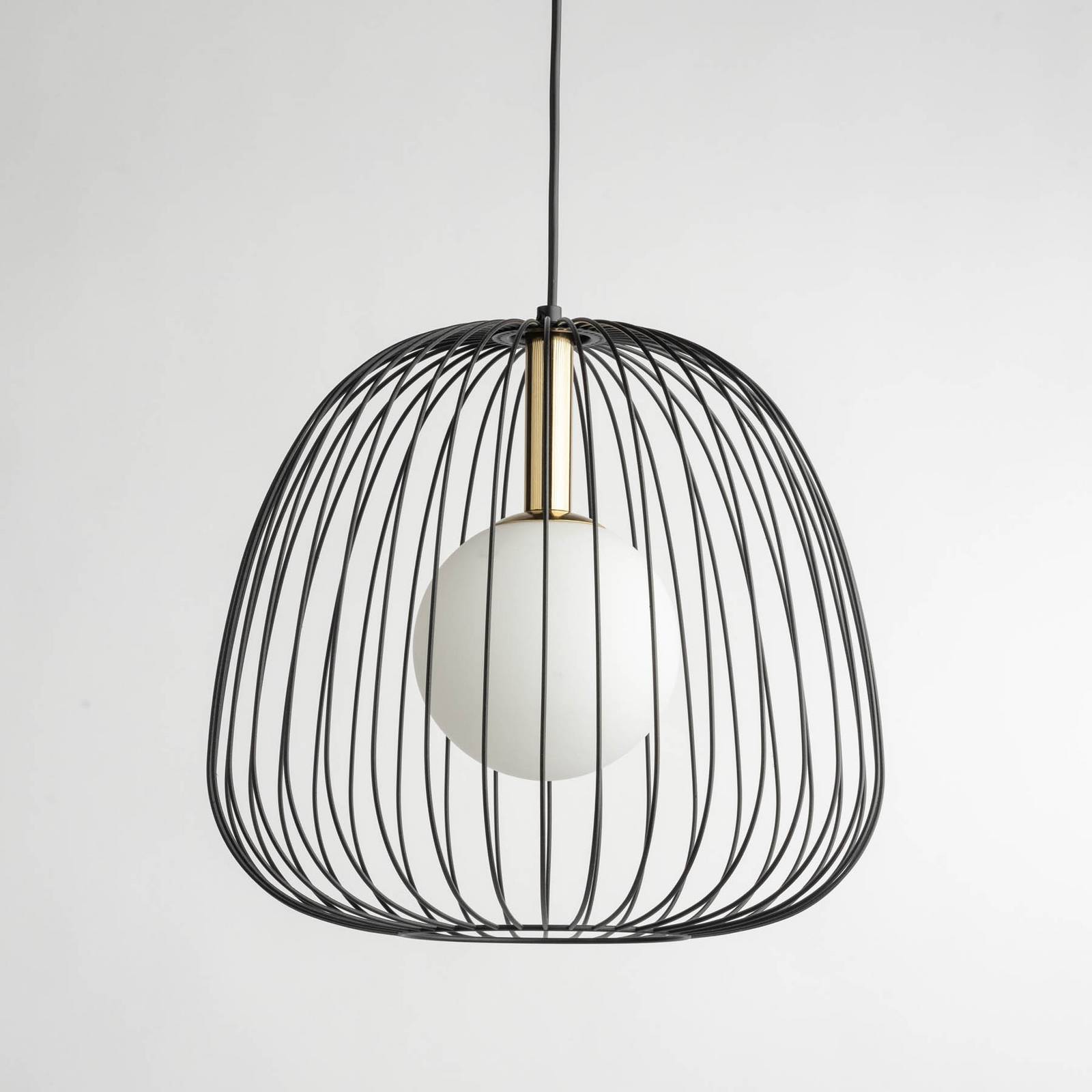 Żyrandol Bell M, Ø 33 cm, 1-punktowa, czarny/złoty/biały
