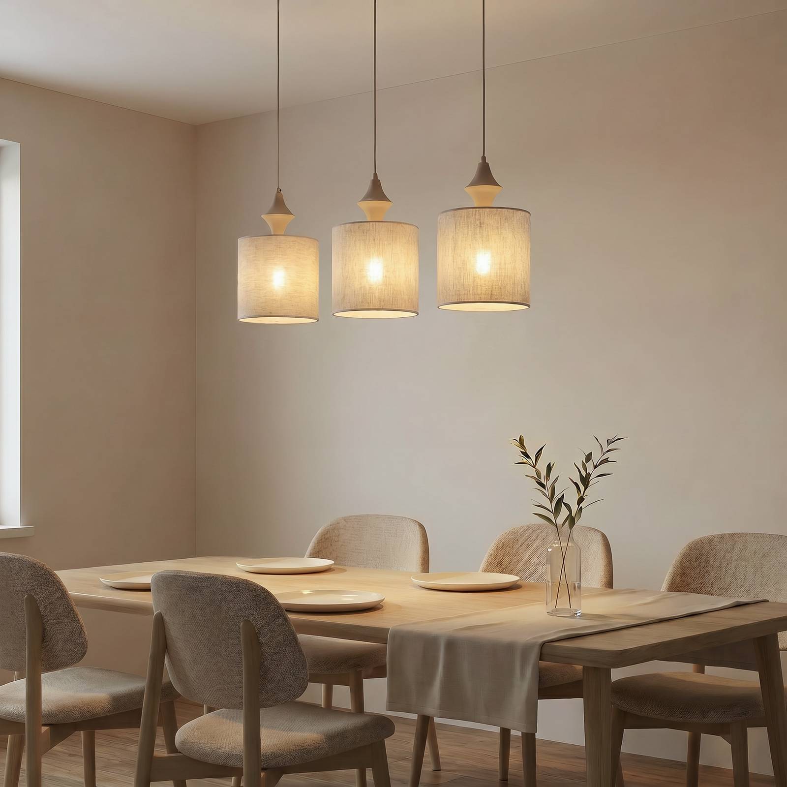  Tk Lighting Tk Lighting Amura Pendant Light, 3-bulb, 105 Cm Long, Beige/sand, E27 