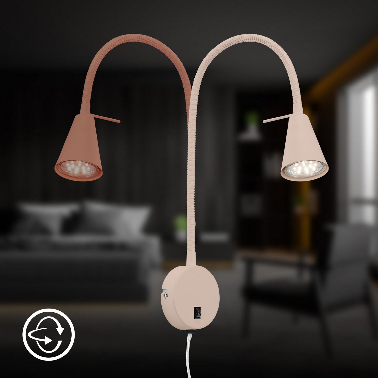 LED wall light Tusa, beige, metal, 45 cm, flexible arm, GU10
