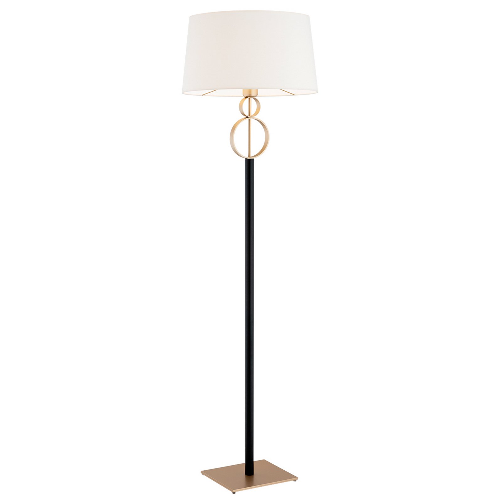 Priam vloerlamp, zwart/goud, staal, E27, 158 cm