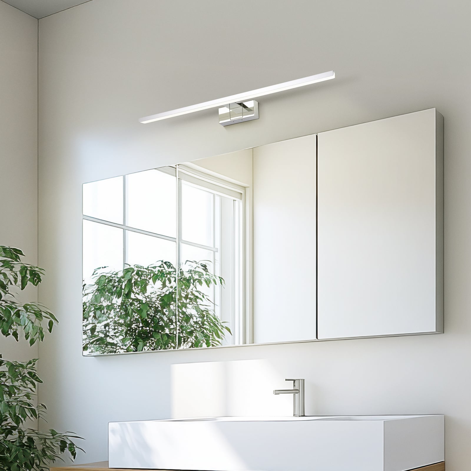 LED-Wandlampe Conettilla, chromfarben, Breite 60 cm IP44 CCT