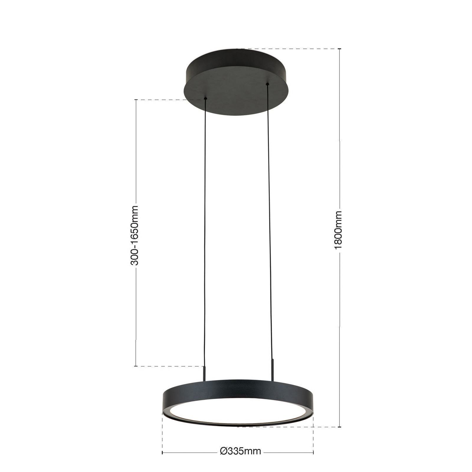 LED pakabinamas šviestuvas „Teide“, juodas, vienos lemputės, metalas, 2700 K