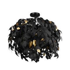 Лампа за таван Leavy, Ø 70 cm, черна/златна, пластмаса
