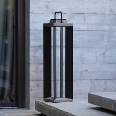 Les Jardins LED-es napelemes lámpa Teckalu, szürke/fekete, 60 cm