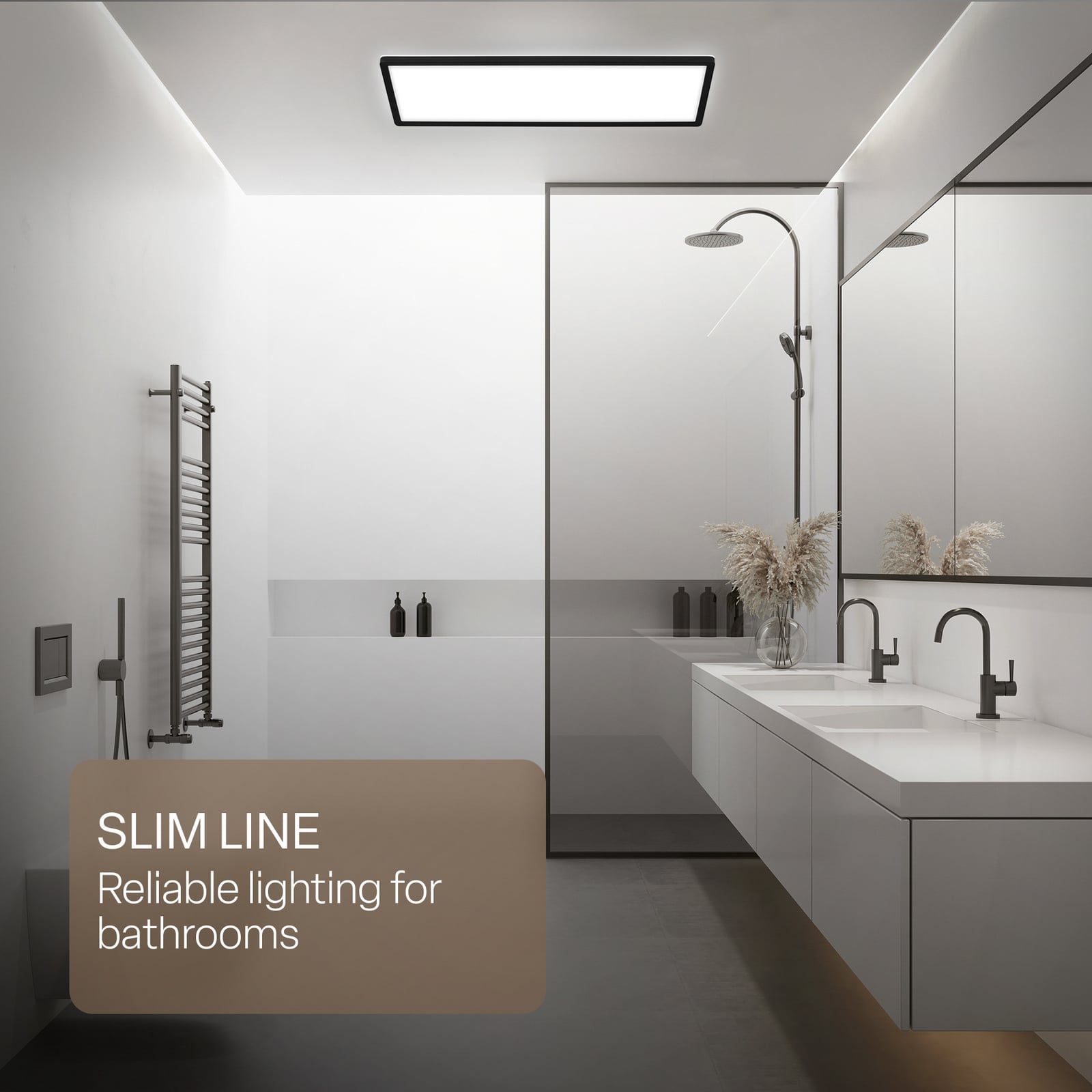 LED paneel Shallow aan/uit, 58 x 20 cm, zwart, 840 achtergrondverlichting