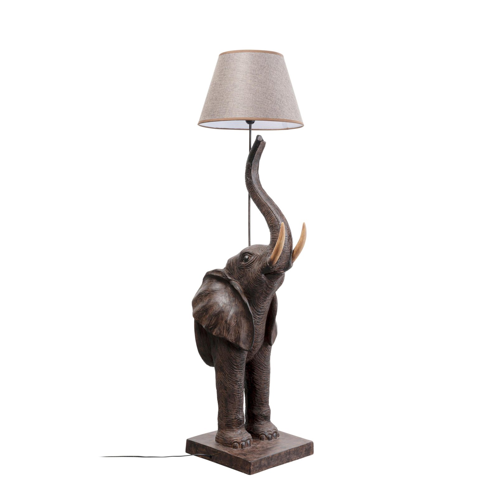 KARE Stehlampe Animal Elephant, braun, Leinen natur, 154 cm
