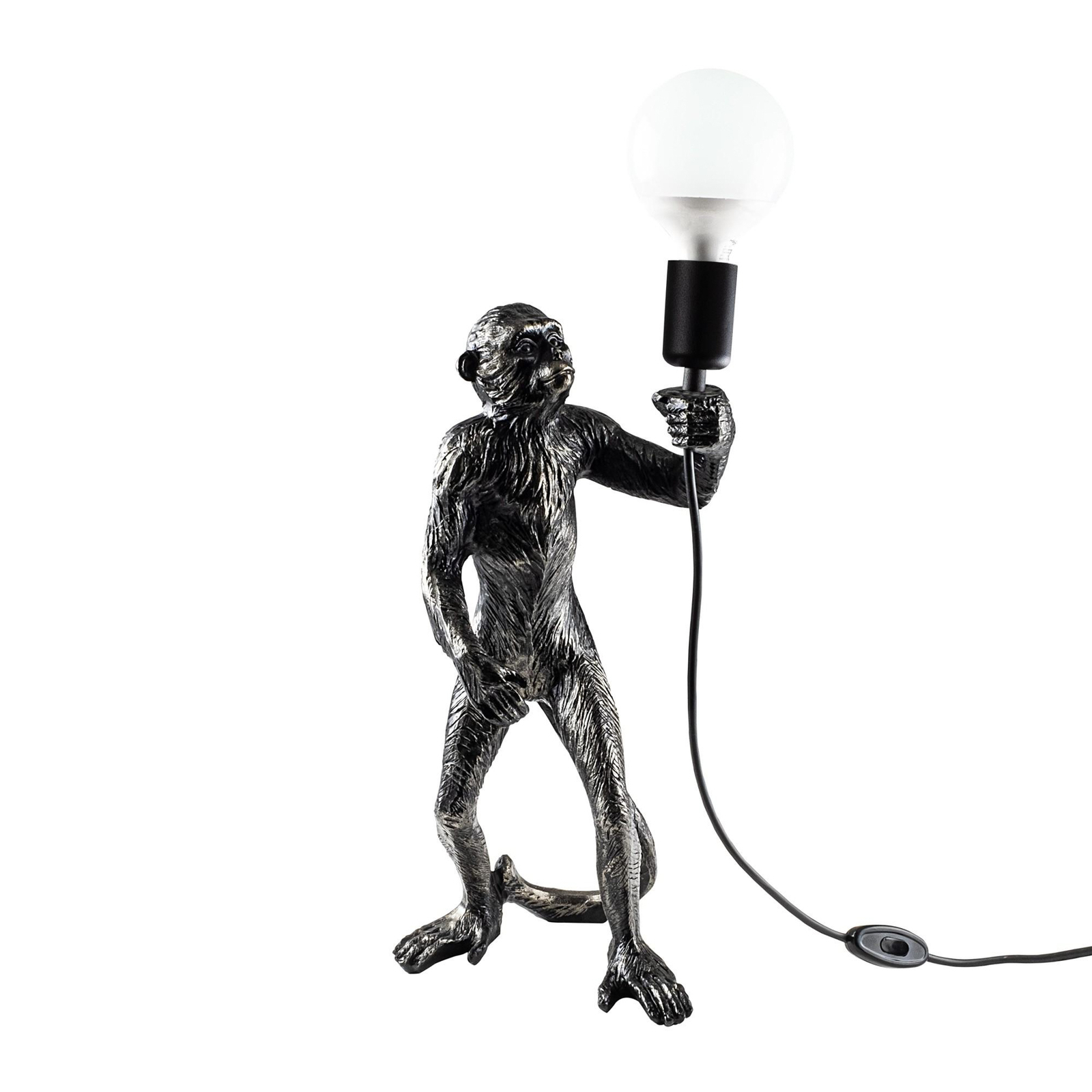 Lampe de table Singe, noir, polyester, hauteur 46 cm, figure de singe