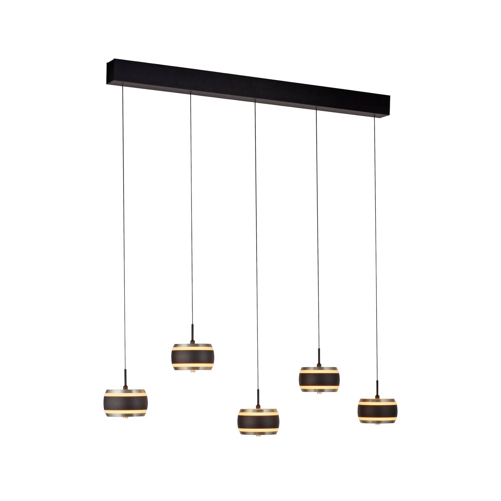LED-Hängelampe PURE Falling Rings schwarz Länge 101 cm 5-fl.