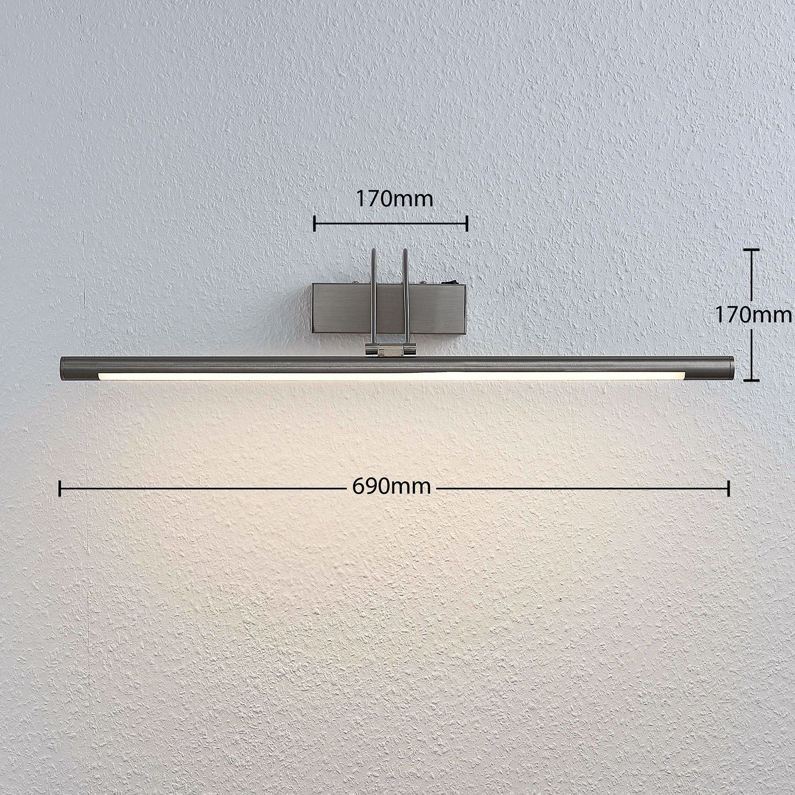 LED-bildelampe Mailine med bryter, nikkel