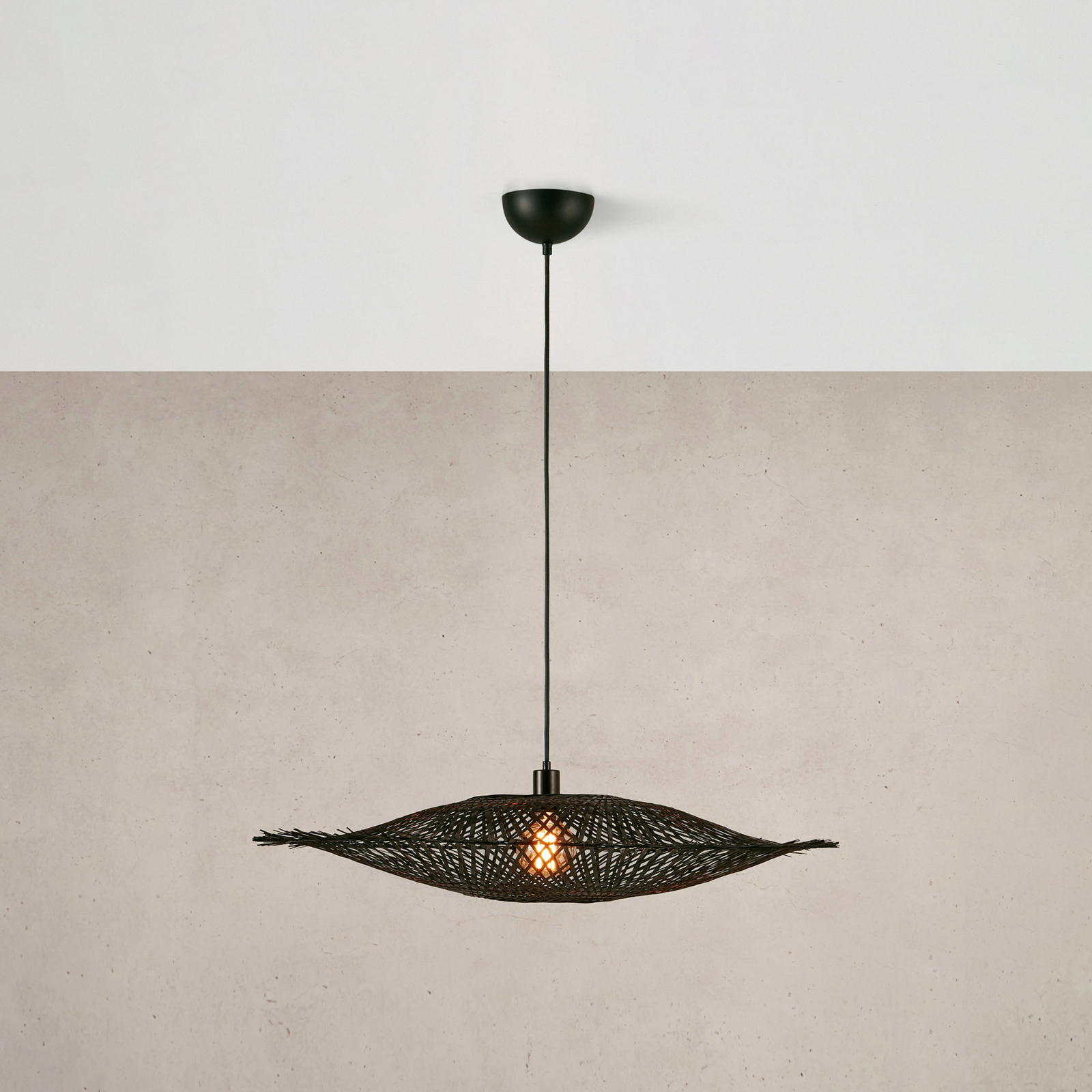 Kumo pendant light made of bamboo, black, 92 cm