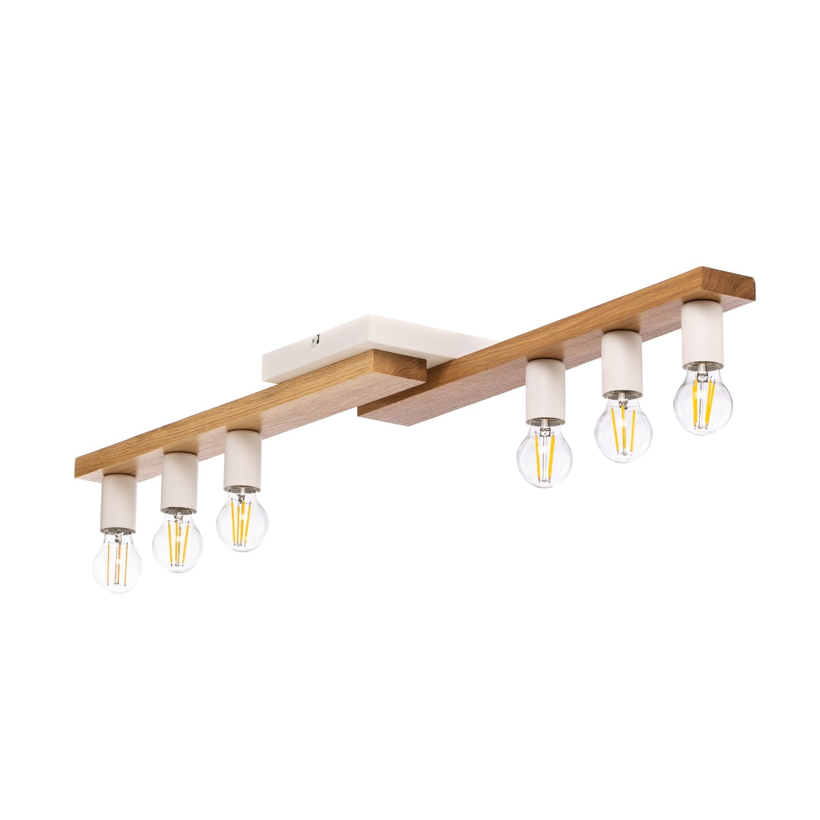 Envostar plafón Laurent, madera/blanco, 6 luces