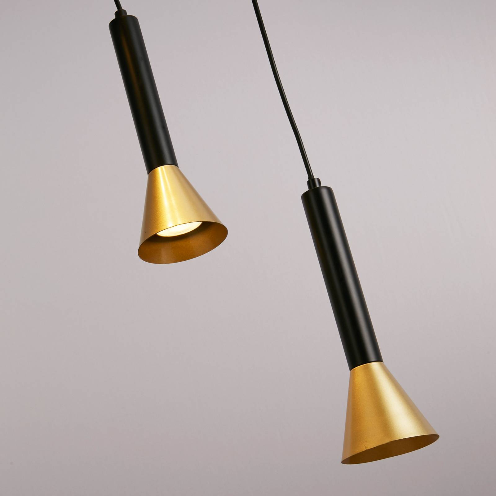 Hängelampe Signal, Ø 37 cm, schwarz/goldfarben Metall, 5-flg günstig online kaufen