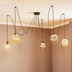 Hanglamp Starla decentraal 5-lamps grafiet/amber