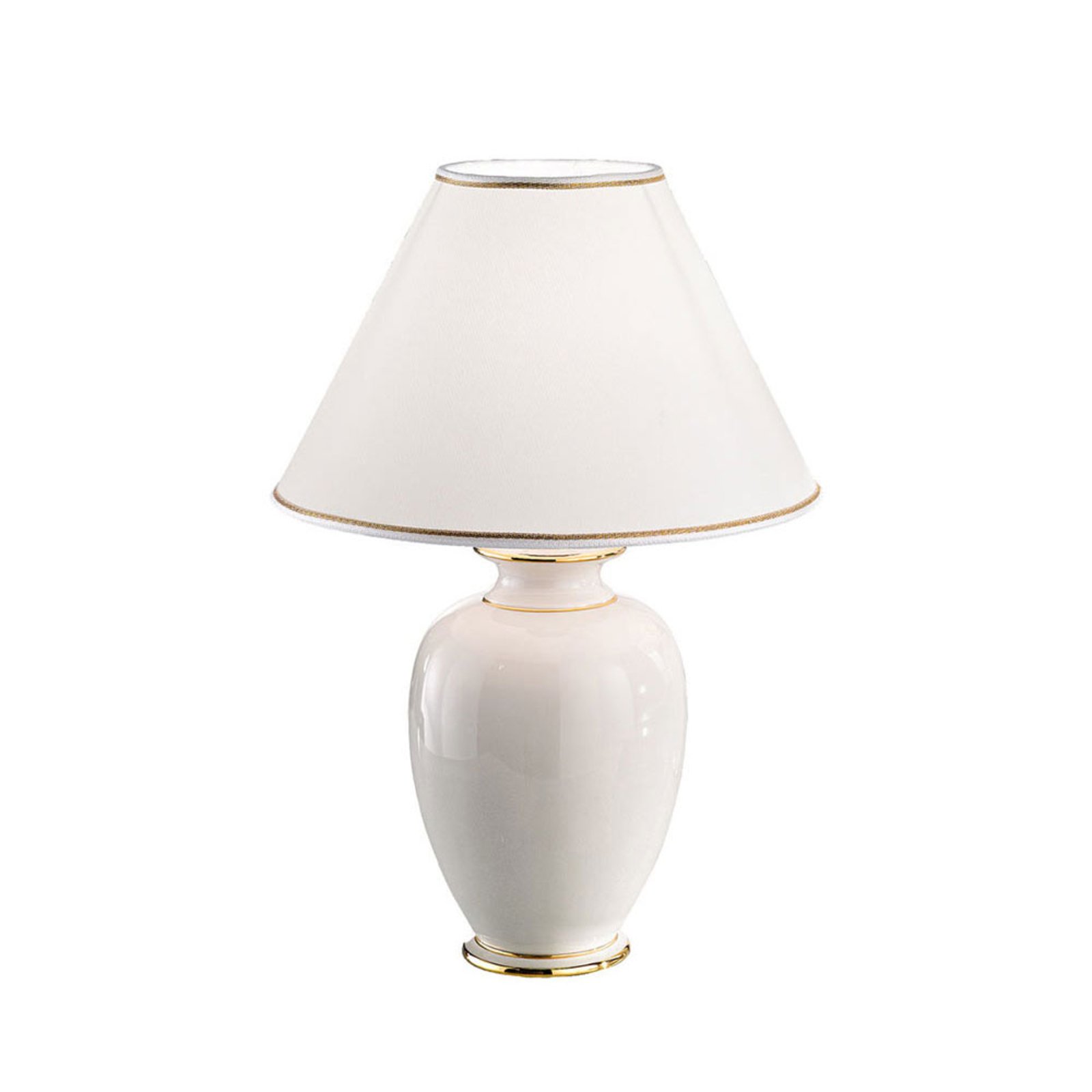 Lampa stołowa Giardino Avorio biało-złota, Ø 30 cm