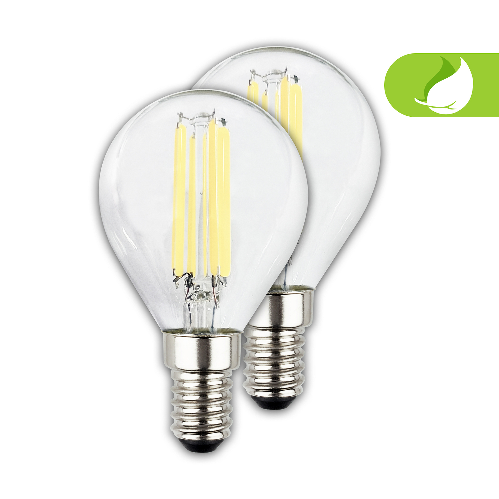 Bombilla LED gota E14 2,5W clara 3000K 525lm EEC A 2er