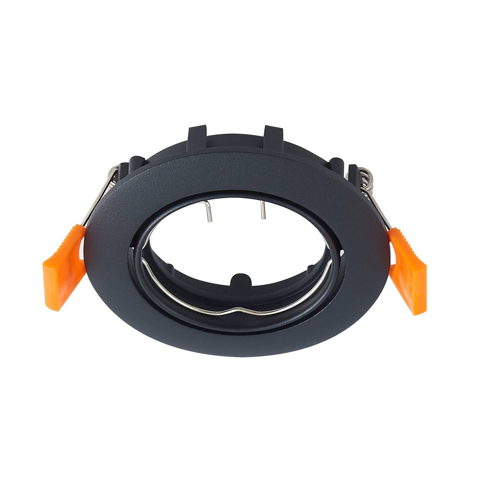 Prios Deckeneinbauleuchte Fibur, schwarz, Zink, Ø 8,2 cm