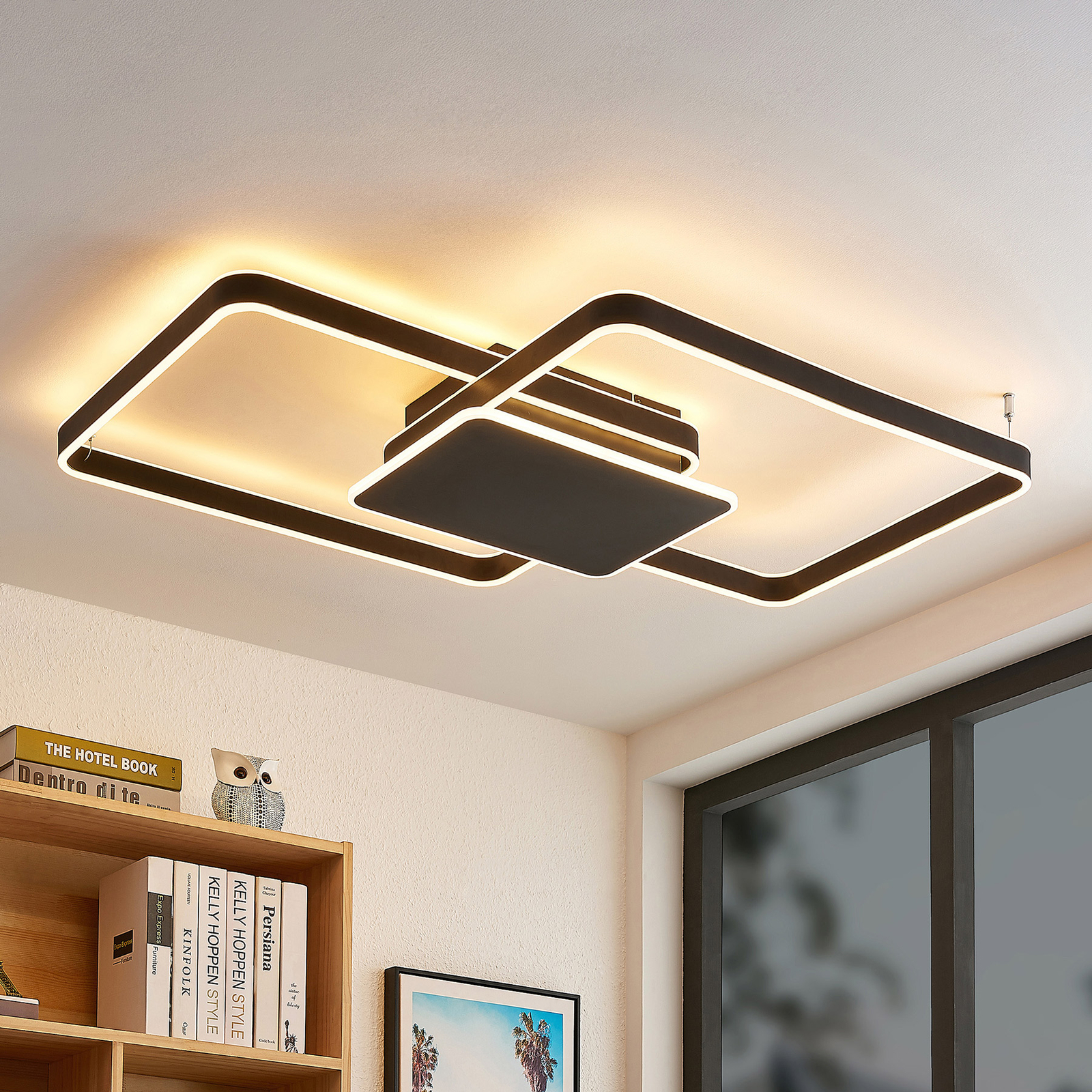 Lucande Kadira LED stropní světlo, 102 cm, černá