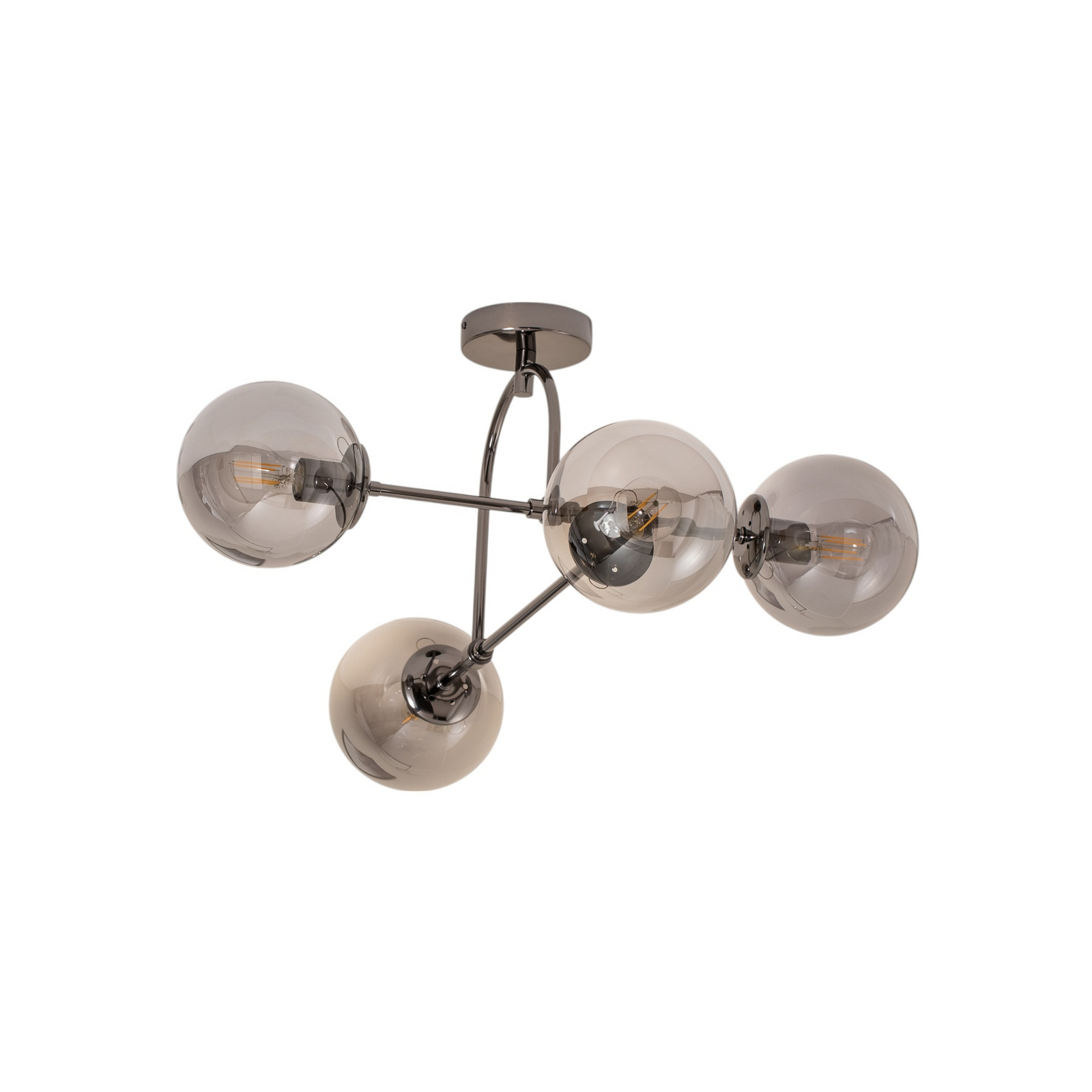 Portemo loftlampe, røggrå/nikkel, 83x74 cm, 4 lyskilder af glas