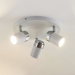 Bodové svítidlo Lindby Kardo, roundel, 3 světla, bílé, kov, IP44