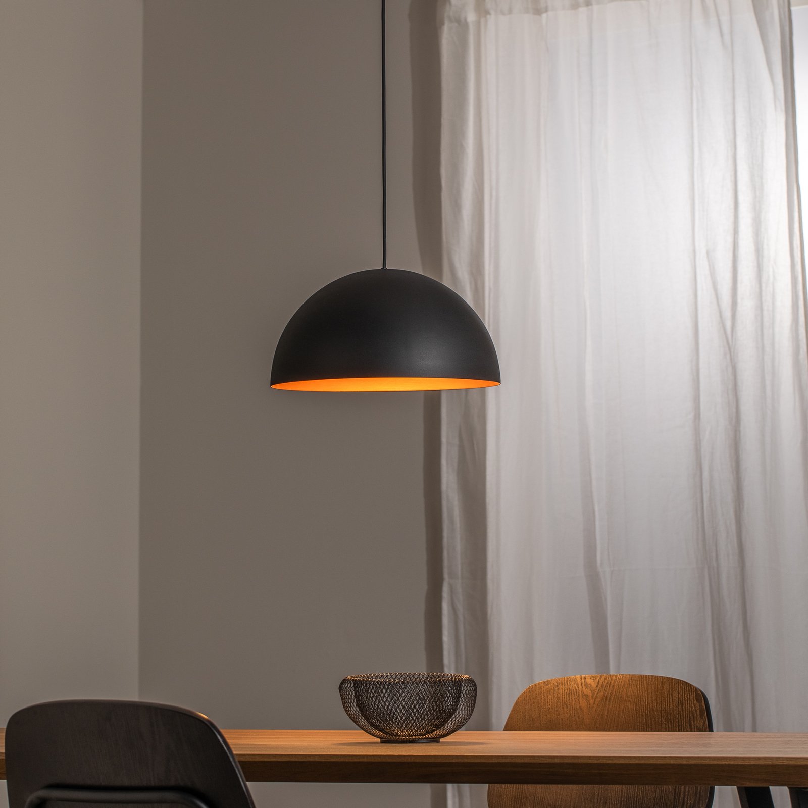 Candeeiro suspenso LED Studio Line 50993, preto/cobre, Ø 35 cm