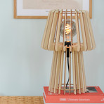 Table lamp Groa with decorative wooden elements