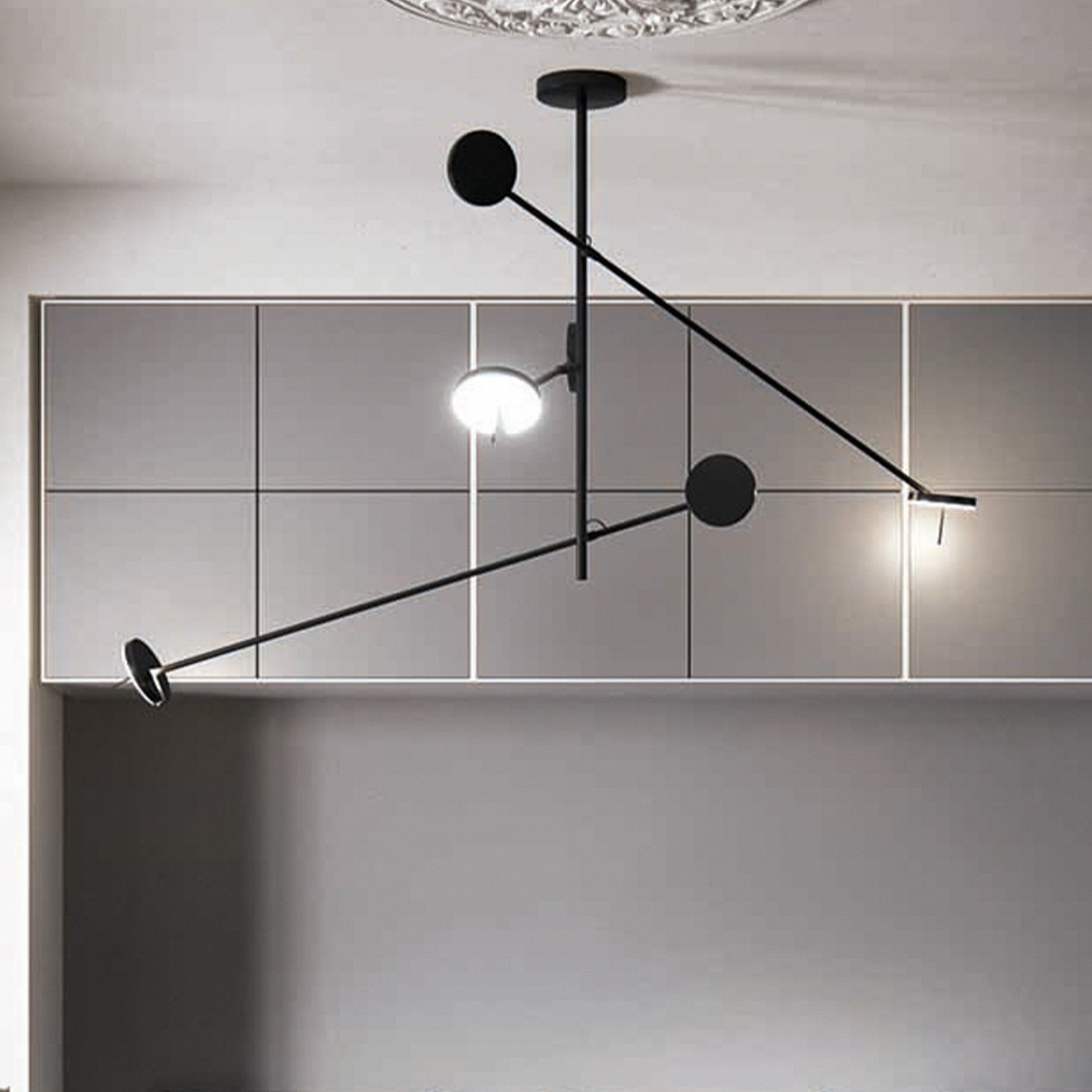 LEDS-C4 Invisible lampă susp. LED 3 becuri 2700K - Studiu / Birou - modern - negru mat - Metal