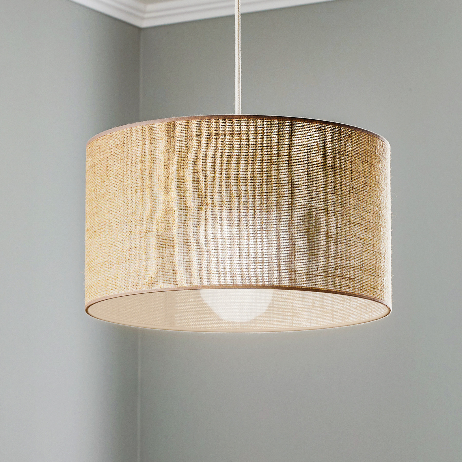 Hengelampe Jute cylinder naturbrun Ø40cm 1 lysk.