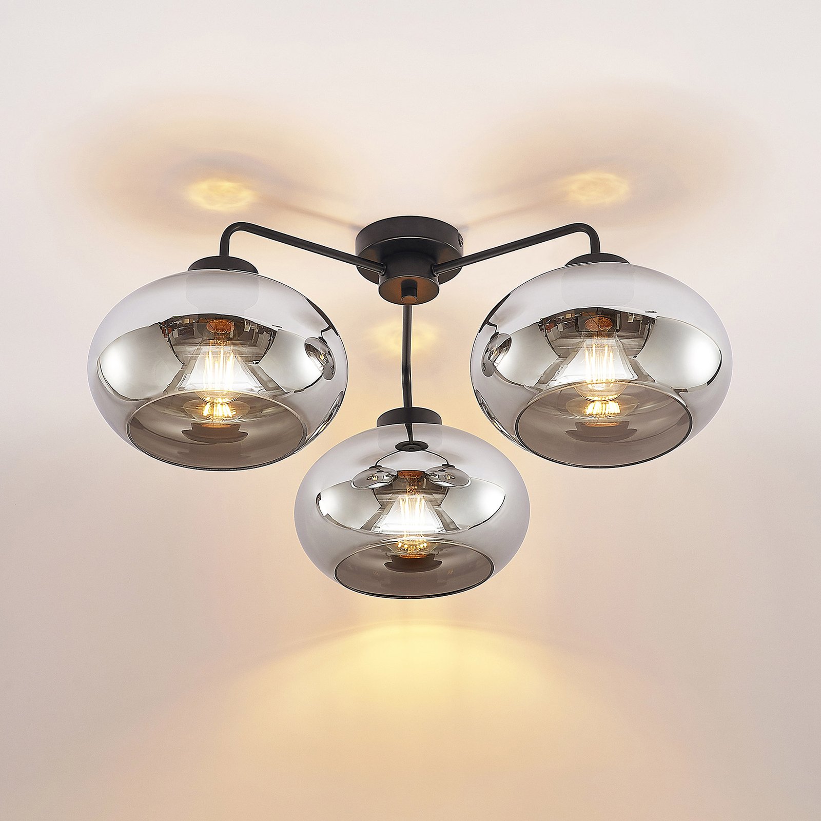 Navidia 3 Plafonnier Smoked - Lindby