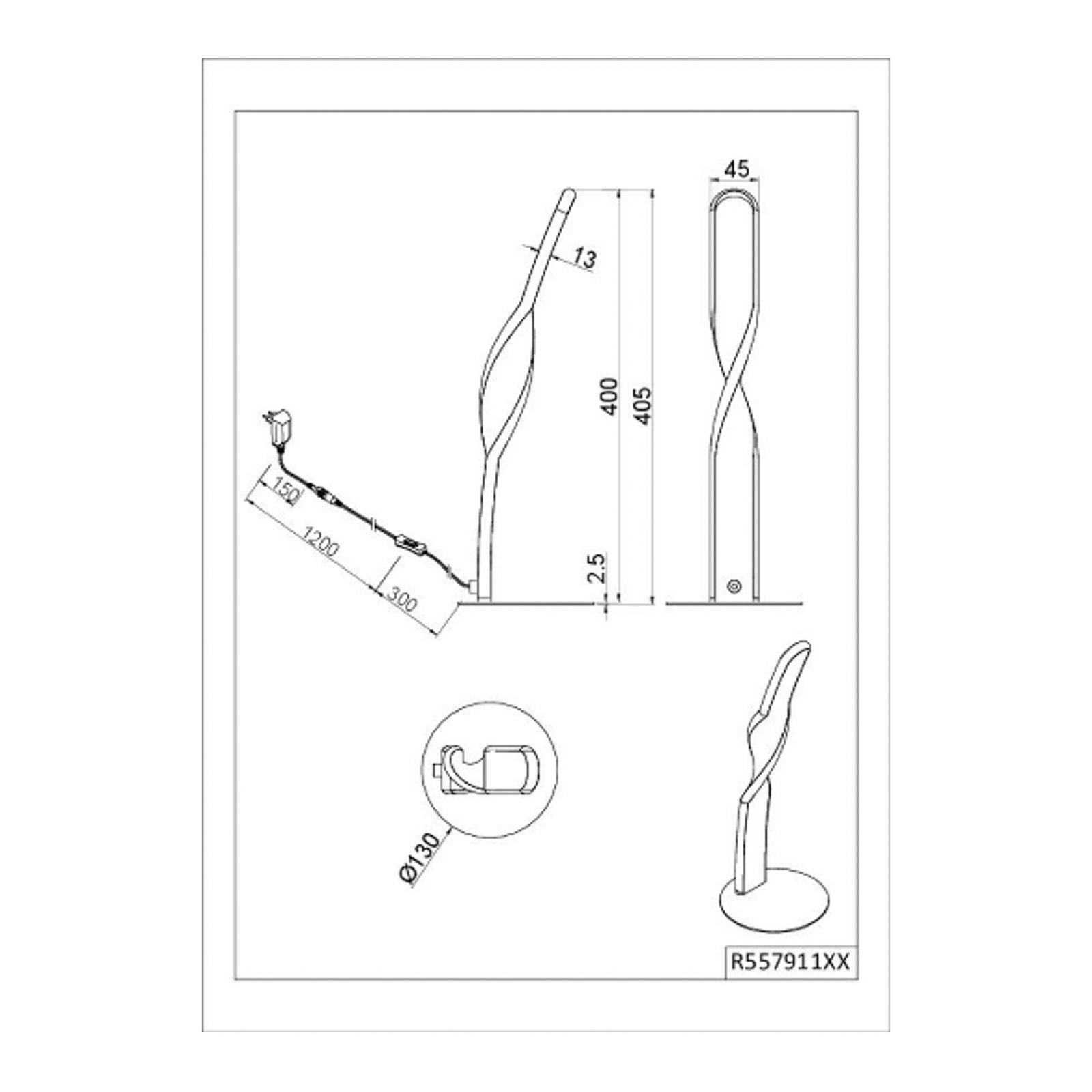 Lampe de table LED Ginko, sable, métal, hauteur 40,5 cm
