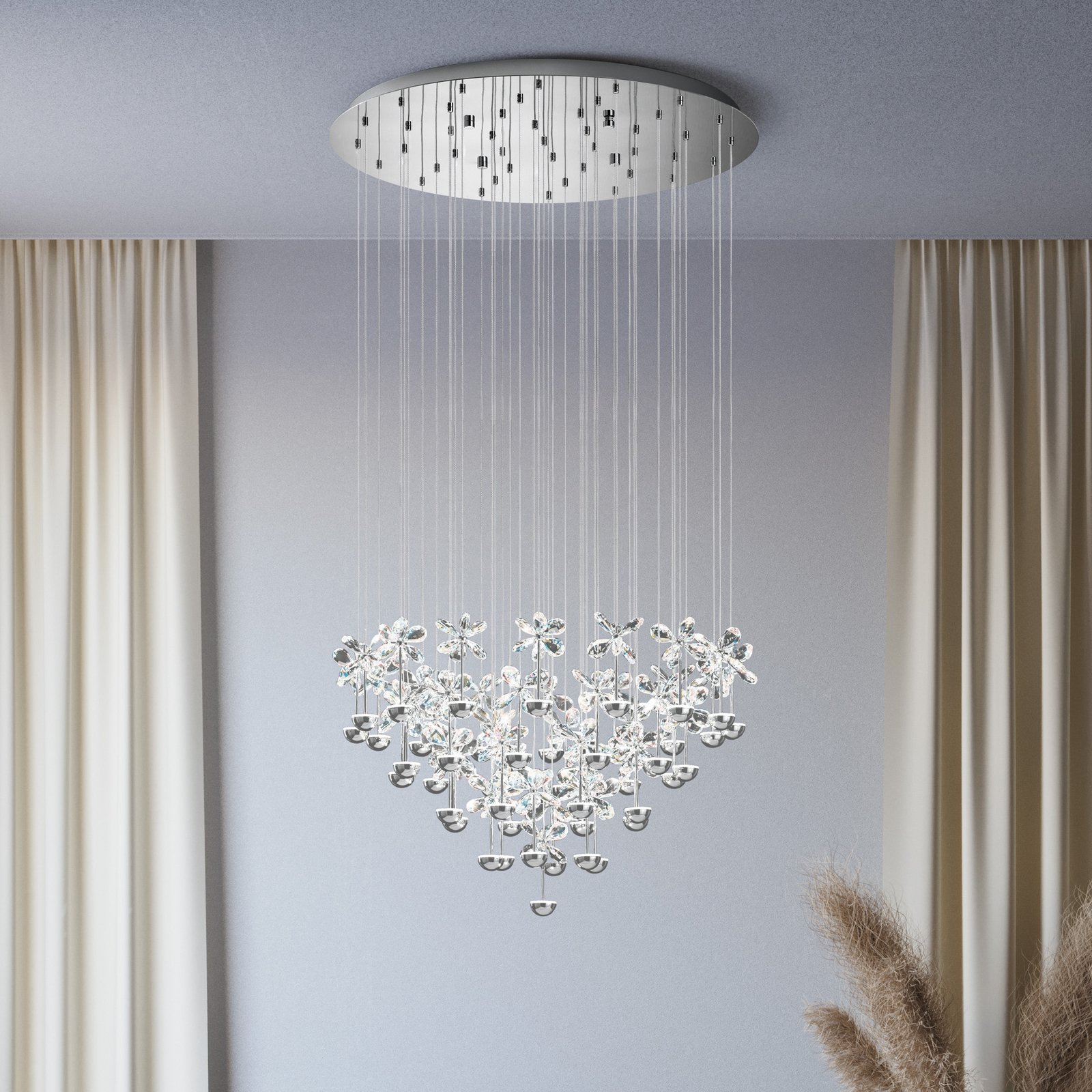 EGLO Stars Of Light LED pendant light Pianopoli chrome Ø 78 cm