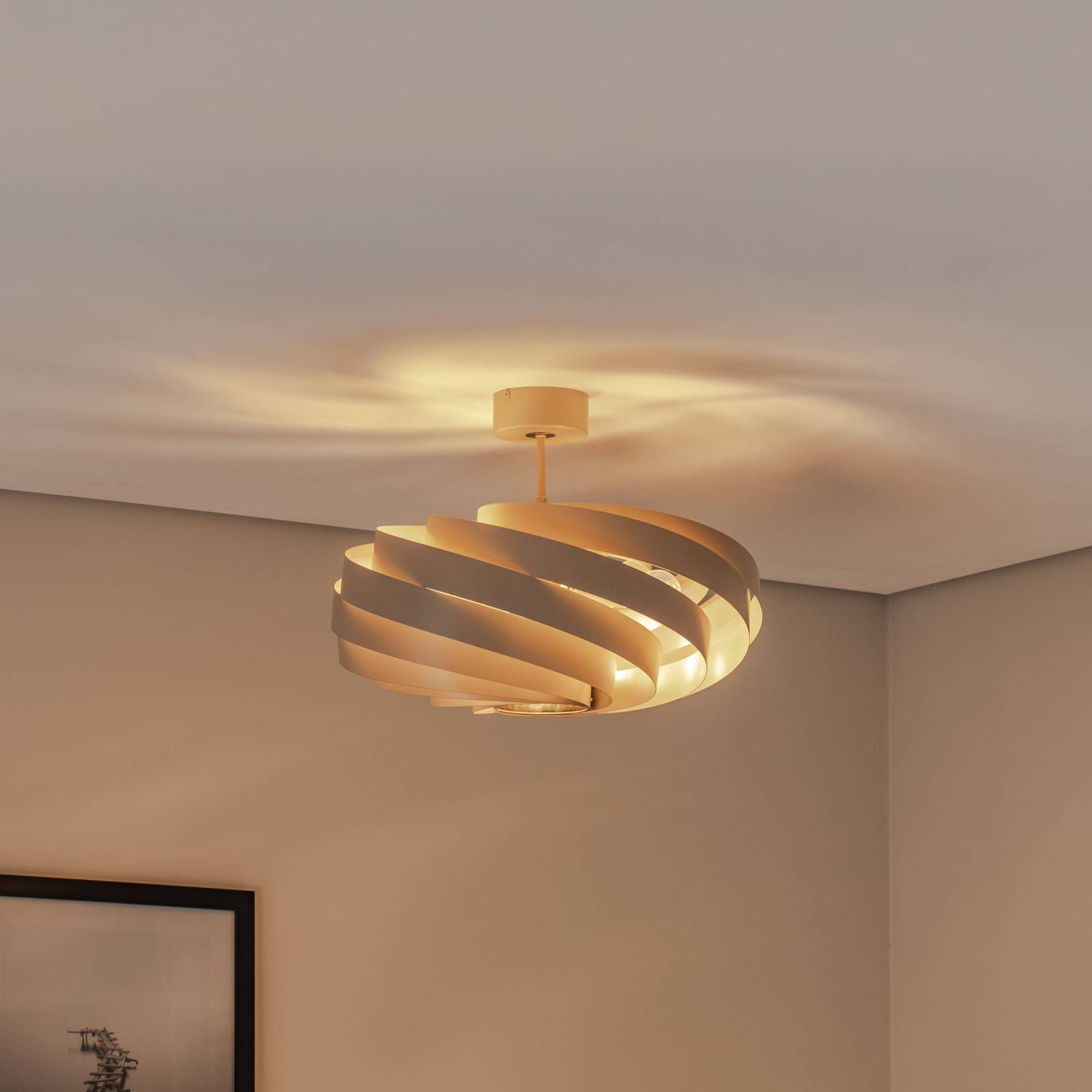 Euluna Deckenleuchte Vento, beige, Ø 60 cm günstig online kaufen