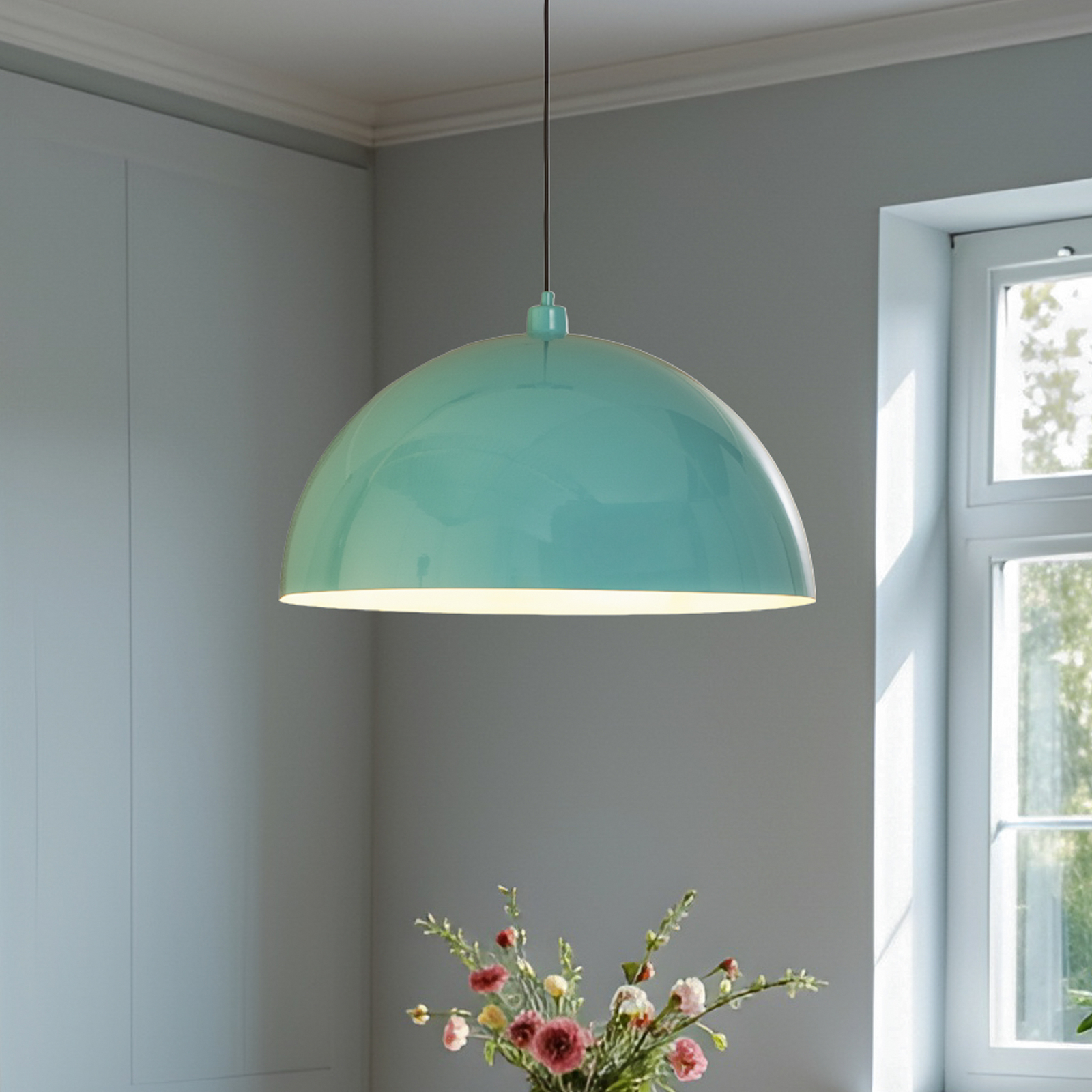 Hanglamp Kure, turquoise, metaal, Ø 60 cm, E27