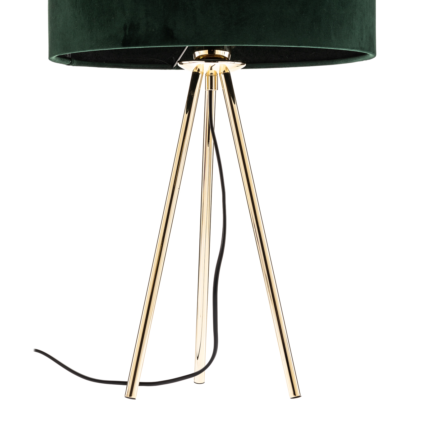 Lampa stołowa Monaco trójnóg złoty zielony aksamit