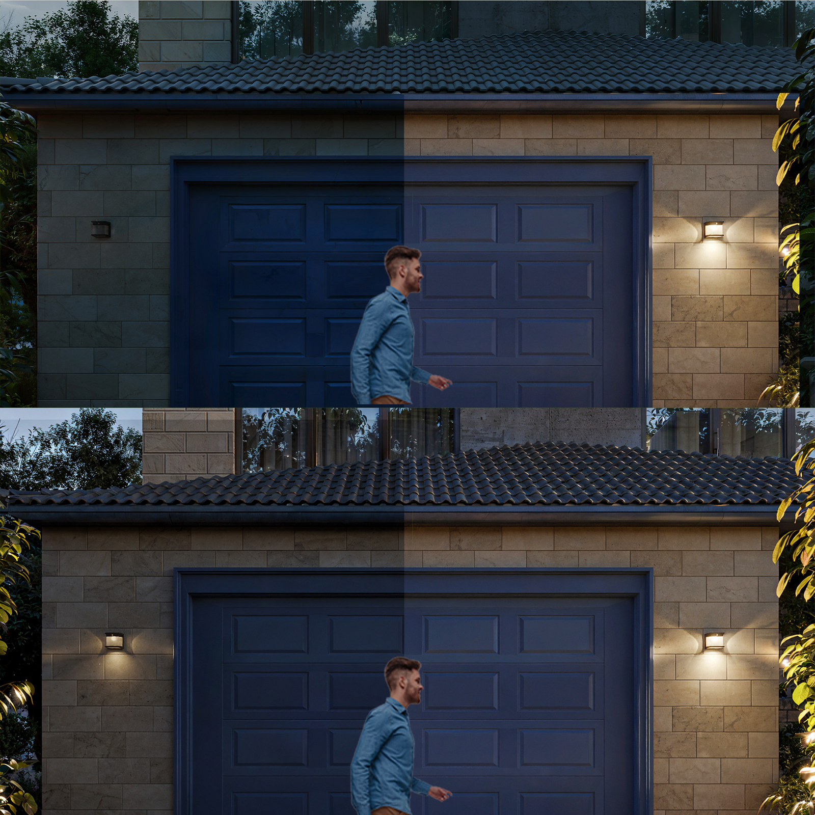 Philips LED-sončna stenska svetilka Diara, črna, s senzorjem, IP44