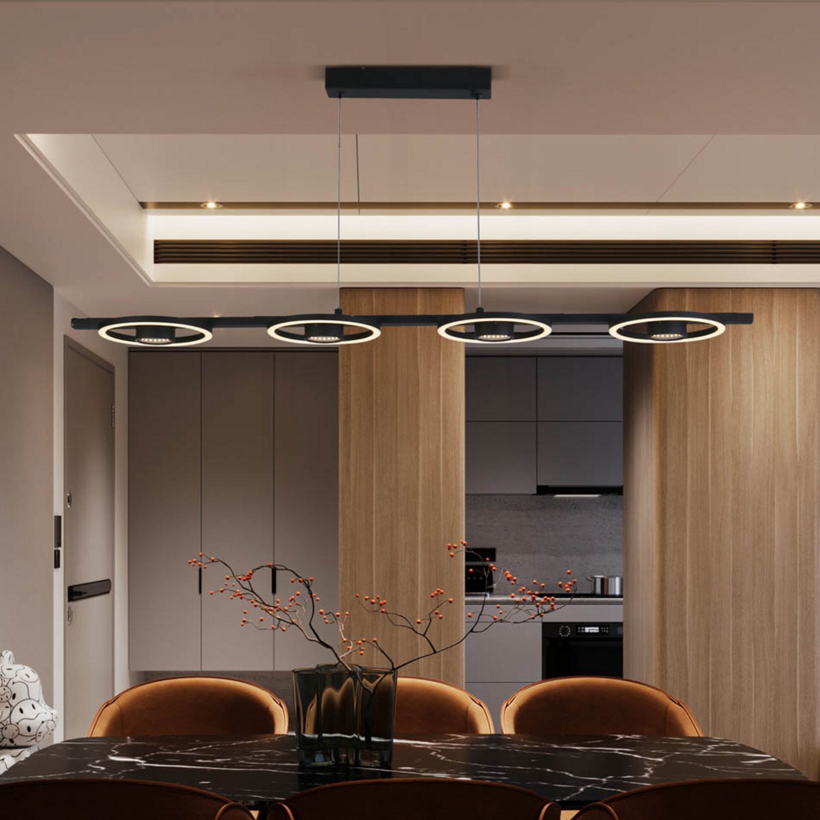 Searchlight Space LED lampă suspendată LED 4 becuri negru metal - Camera de zi / sufragerie - modern