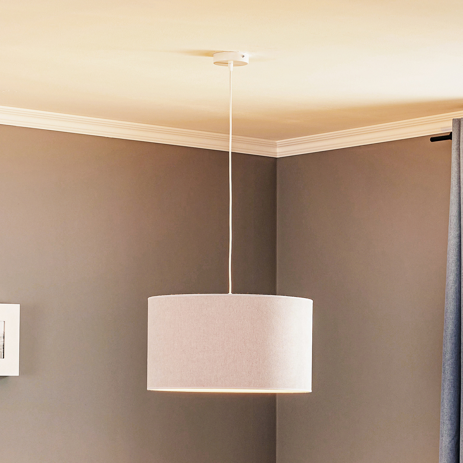 Lampa wisząca Bristol, tkany wzór, szary