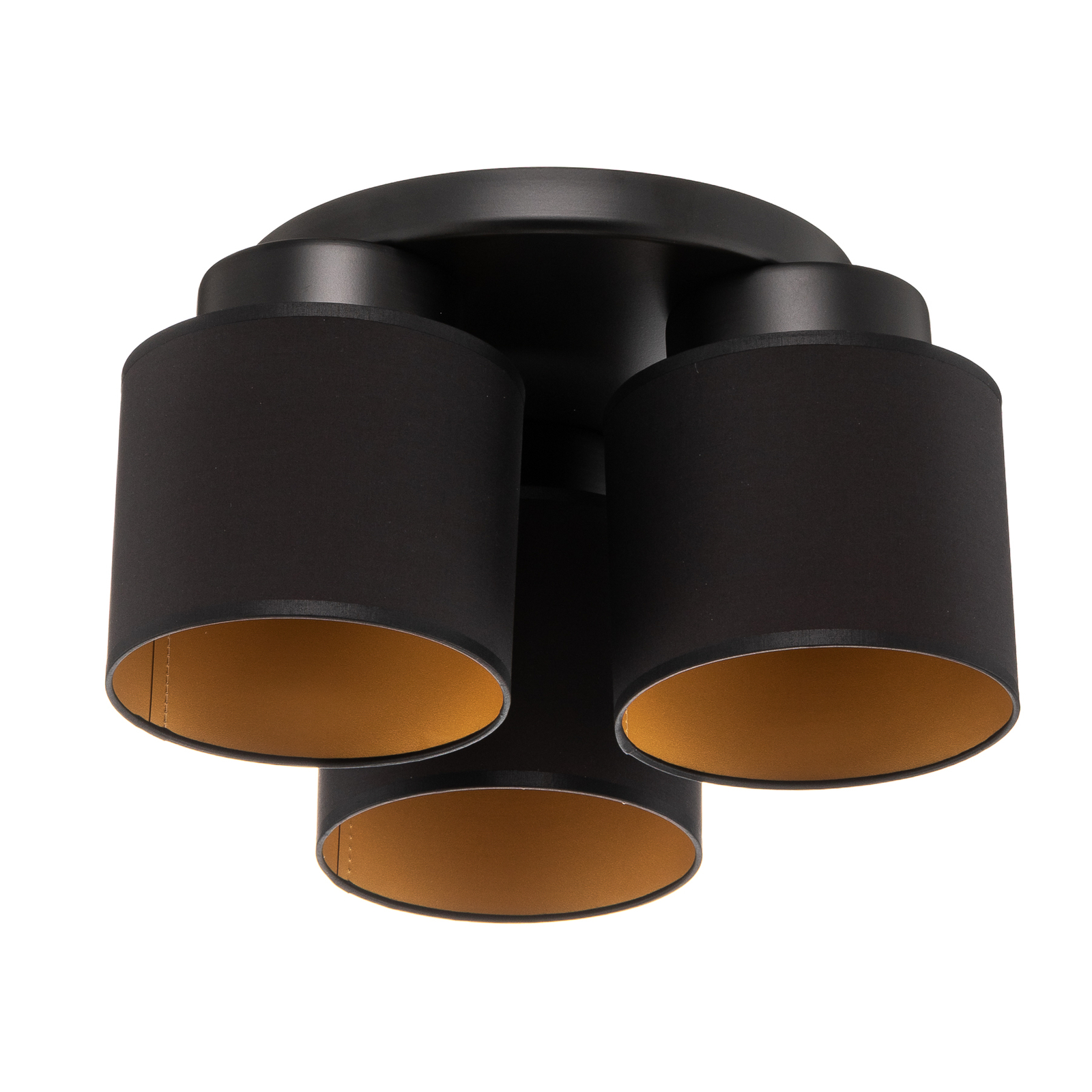 Plafonnier Soho cylindrique à 3 lampes noir/doré