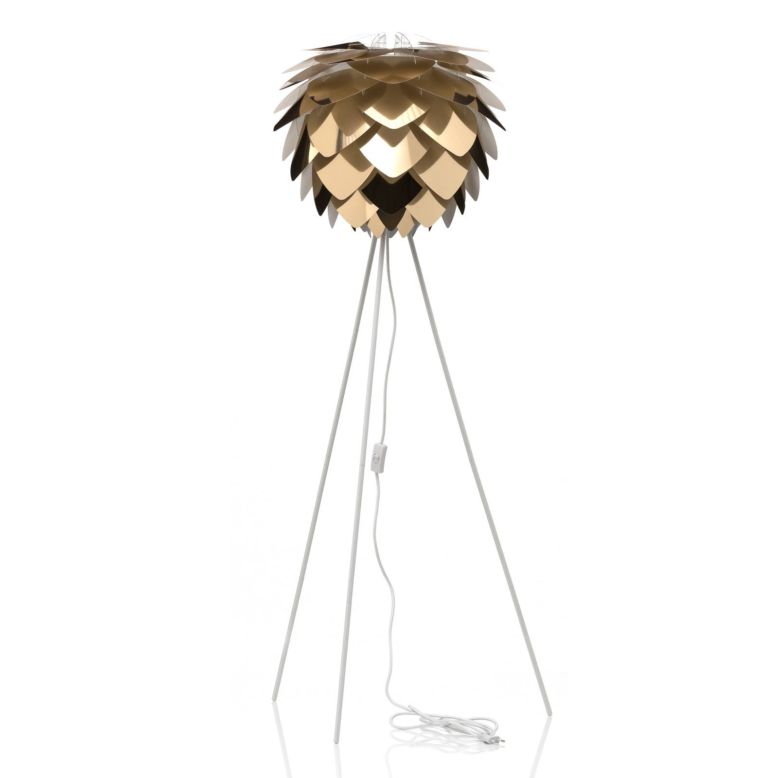 UMAGE Silvia medium piantana a treppiede, ottone, per soggiorno / sala da pranzo, alluminio, plastica, E27, 15 W, altezza: 154 cm