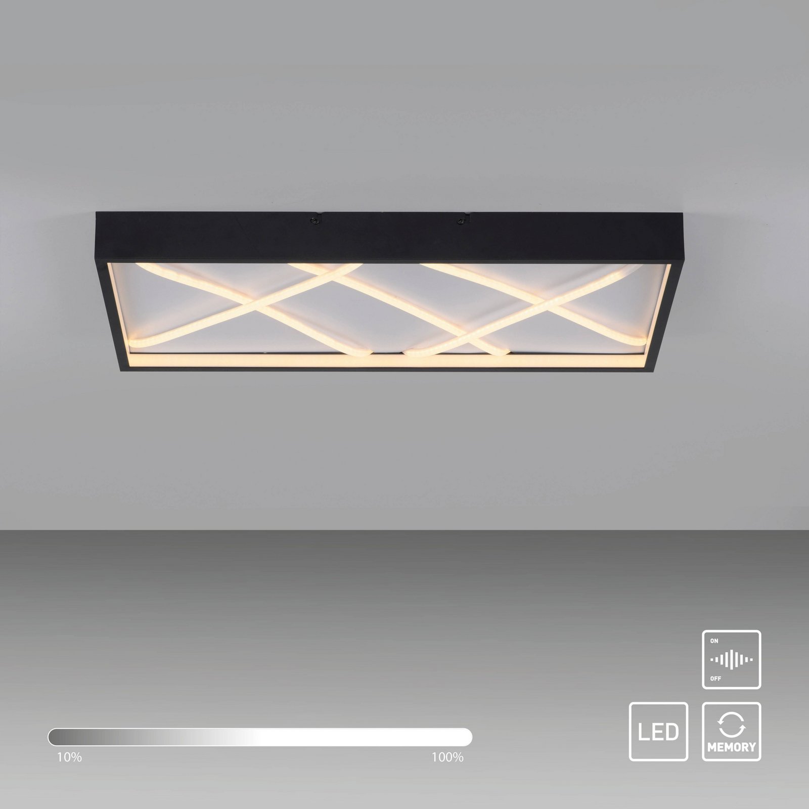 JUST LIGHT. LED plafondlamp Mikado, 60 x 30 cm, zwart