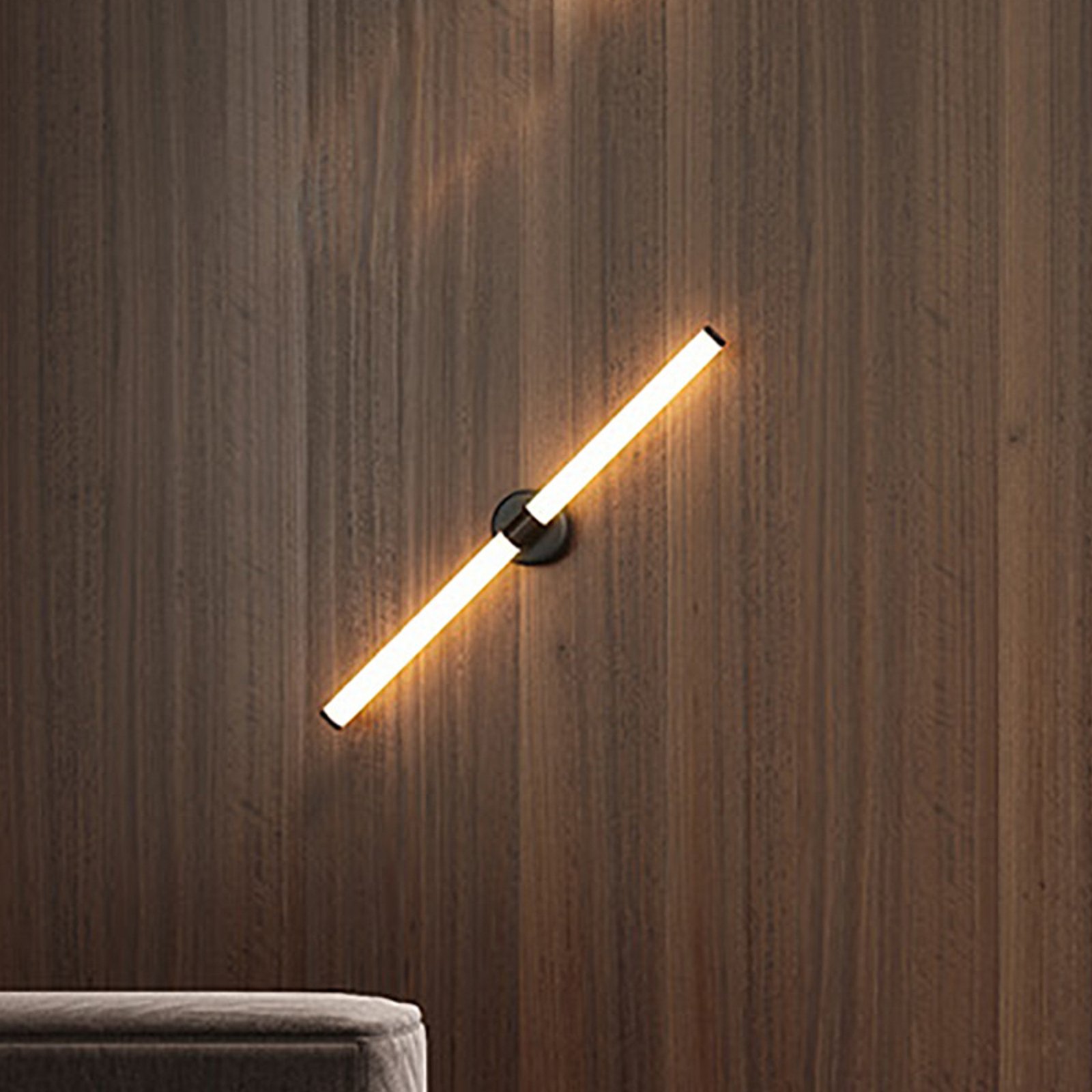 Maytoni LED wall light Axis, gold-coloured, height 63 cm