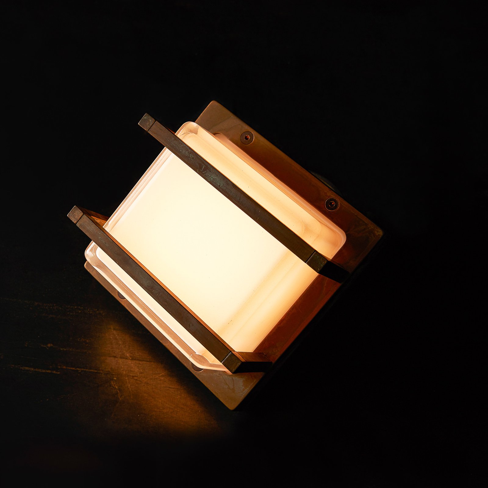 LED-Außenwandlampe Ice Cubic 3406, messing antik